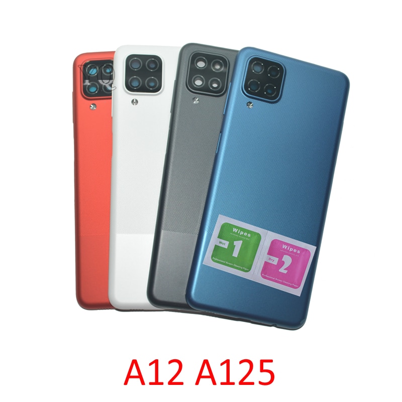 Rear housing back cover for suitable for samsung galaxy a12 a125 a125f a125m original phone chassis back panel door with camera buttons