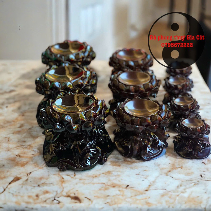 Đế bi cầu hình sen gỗ đặt bi cầu quả cầu đế hoa sen phong thuỷ