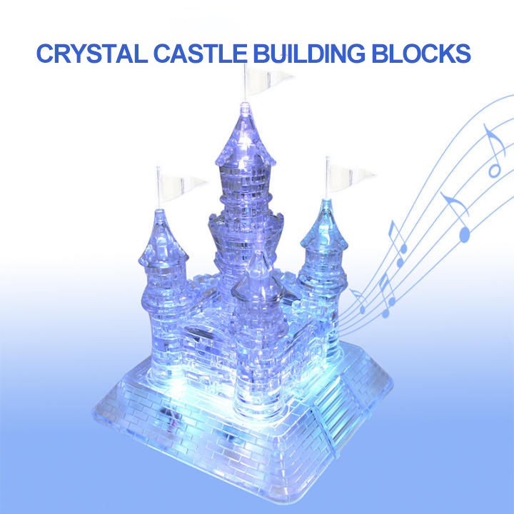 Sound and light music selfinstalled castle crystal building blocks diy