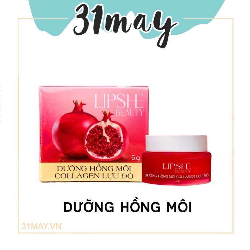 Dưỡng hồng môi collagen lựu đỏ lipshe beauty chính hãng - dưỡng môi mềm mịn hồng hào tự nhiên