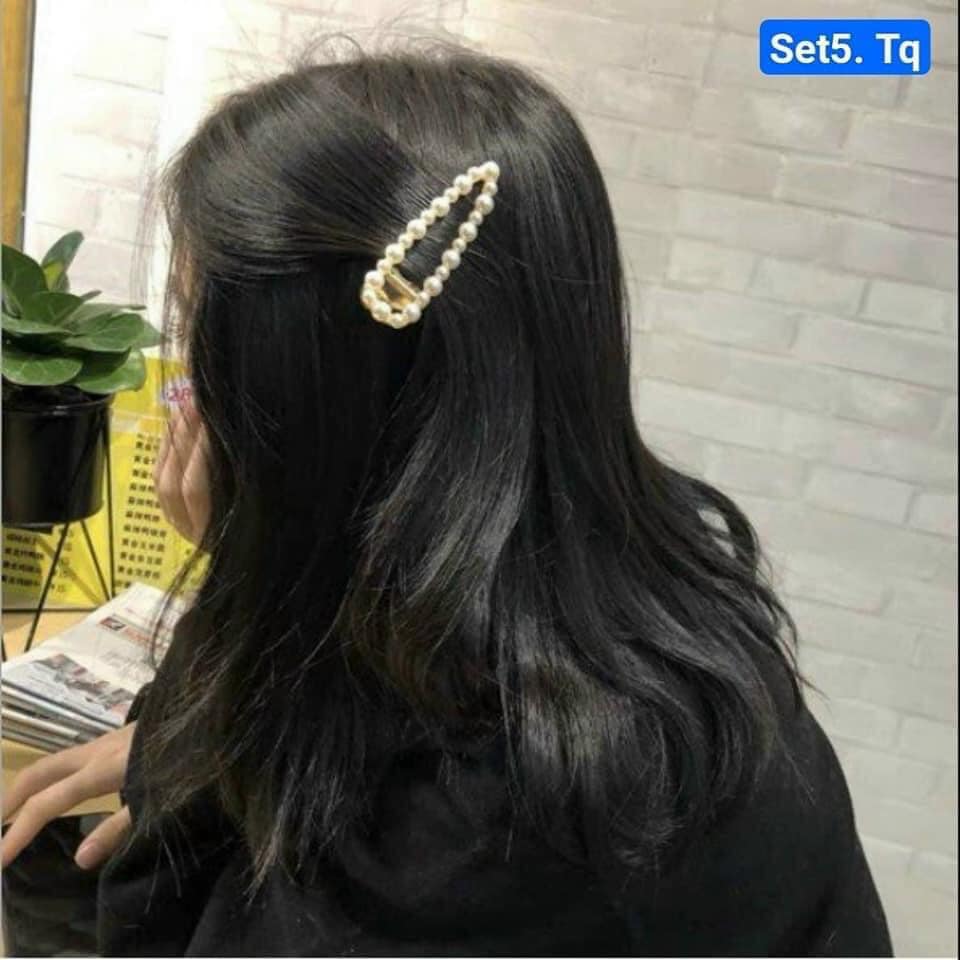 Sét 5-6 kẹp tóc đính hạt phong cách hàn quốc