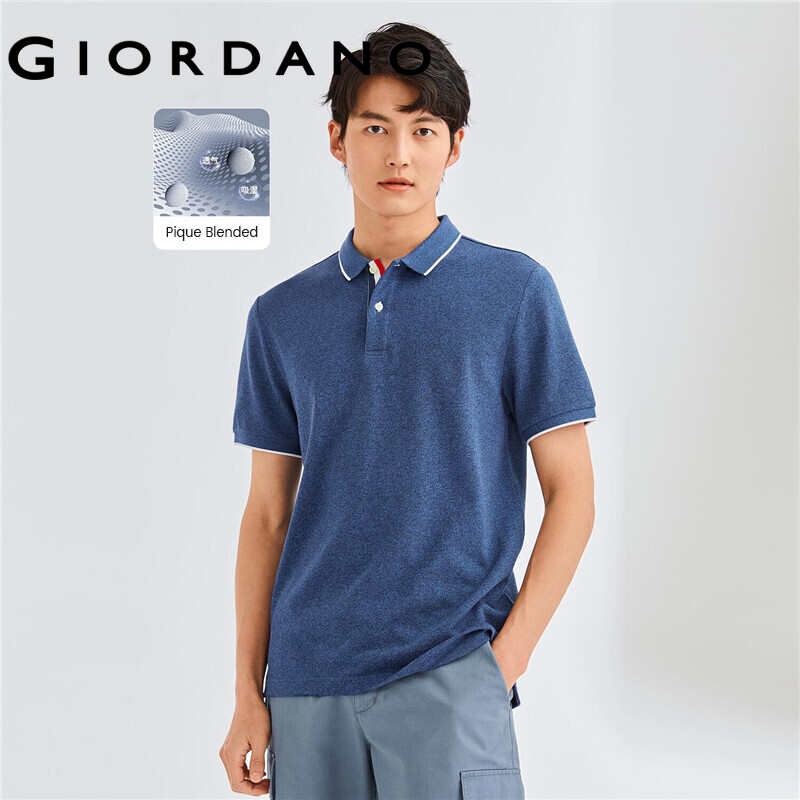 GIORDANO Men Polo Shirts Contrast Color Fashion Polo Shirts Moisture Wicking Short Sleeve Summer Casual Polo Shirts 01012426