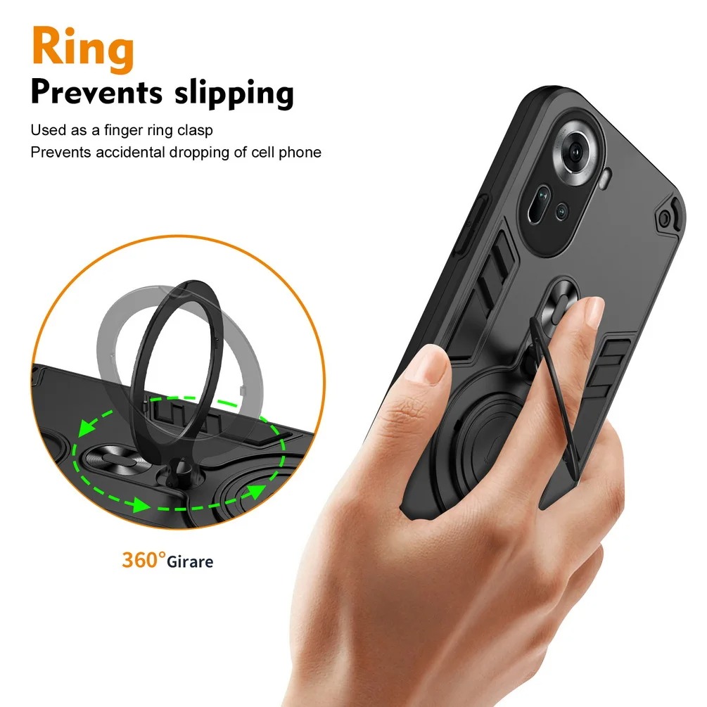 For OPPO A60 Case Shockproof Armor iron Metal Ring Kickstand Bracket Casing for For OPPO Reno 11 10 10Pro Cover Casing HP.