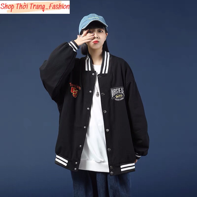 ÁO KHOÁC DÙ NỮ BOMBER NAM NÚT BẤM BÓNG CHÀY THÊU LOGO GG SIÊU Shop Thời Trang_Fashion