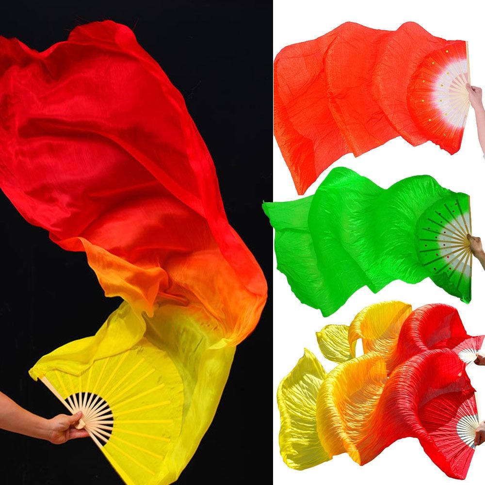 WCYC 150cm Vũ công Thực Hành Màu Gradient Lụa Người Hâm Mộ Múa bụng Fan Rayon Lụa Người Hâm Mộ Lụa dài Người Hâm Mộ