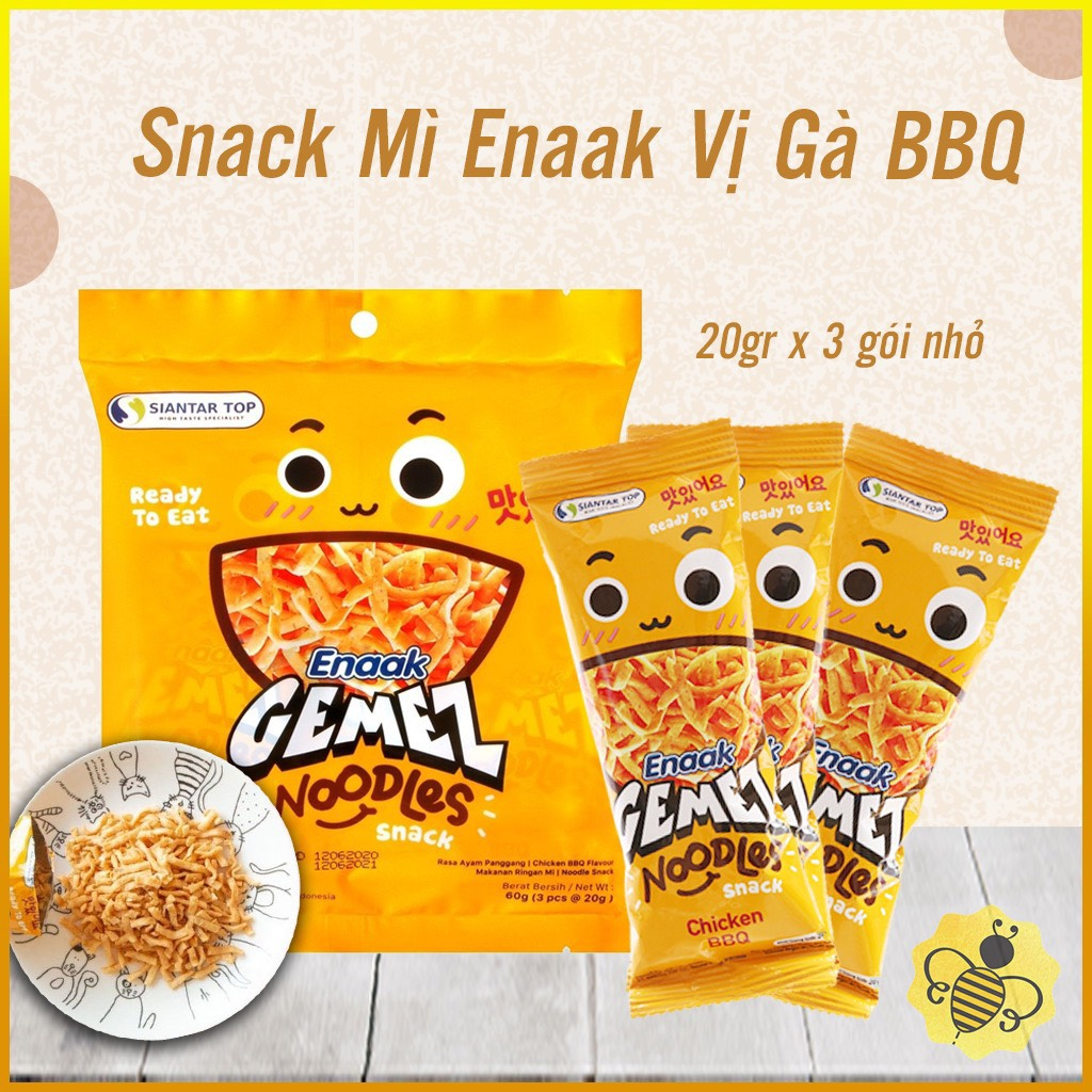 MÌ SNACK ENAAK GEMEZ BBQ hương gà [Túi 3 gói x 20gr]