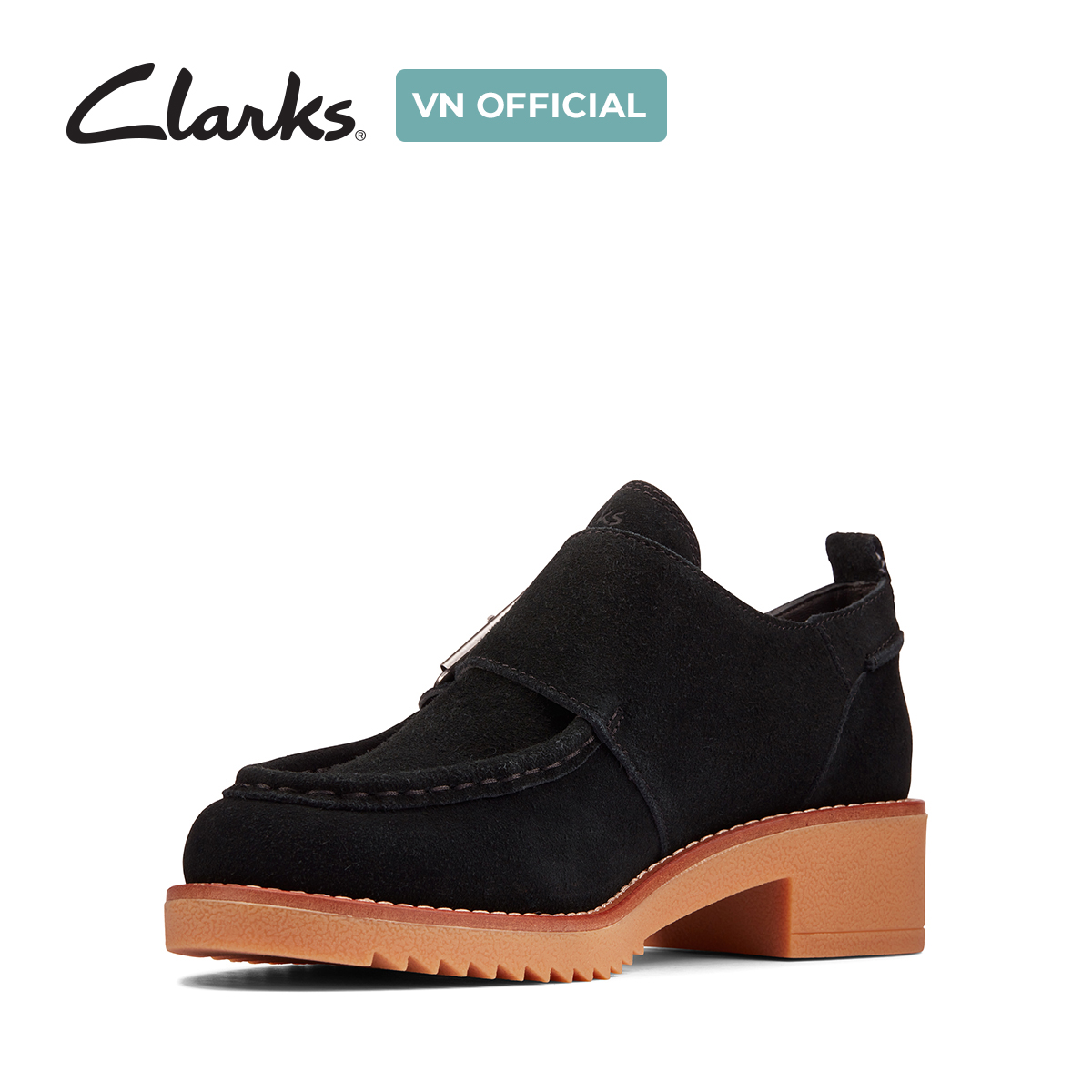 Giày Cao Gót 4cm Da Lộn Nữ Clarks - Eden Mid Monk