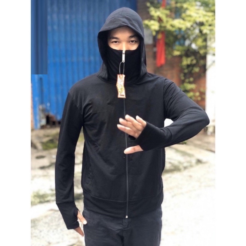 Áo chống nắng nam thông hơi cổ cao mũ trùm đầu, áo khoác đi đường