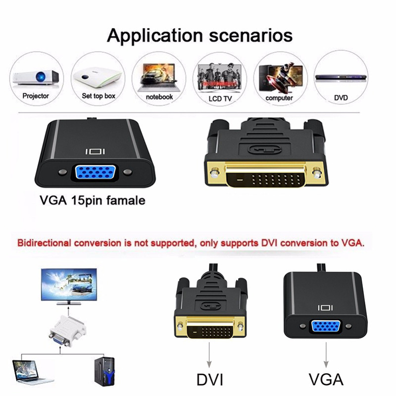 CÁP CHUYỂN DVI 24+1 ĐỰC SANG VGA CÁI (CÓ IC) 15CM ( DVI-D 24+1 to VGA)