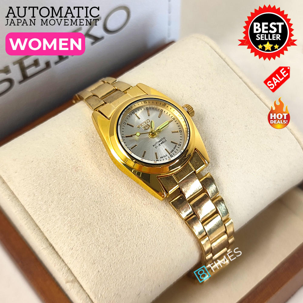 Seiko 5 21 Jewels Automatic Hand Movement Silver Dial Stainless Steel Watch  for Women(Gold) | Lazada PH
