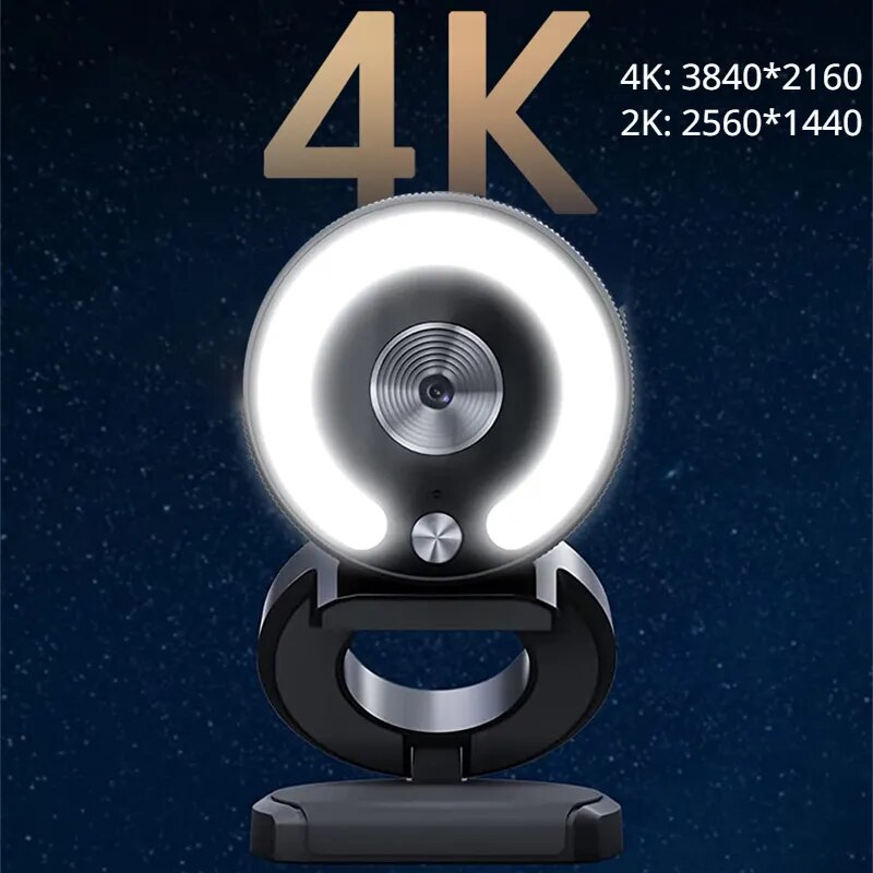 4K Webcam Full HD 2K Mini Web Camera With Fill Light Laptop PC Computer Live Broadcast Camera Video Camera Microphone Webcast
