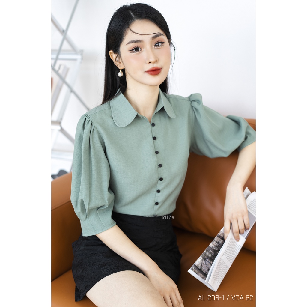 Áo sơ mi nữ tay lỡ basic thời trang công sở RUZA ALB208