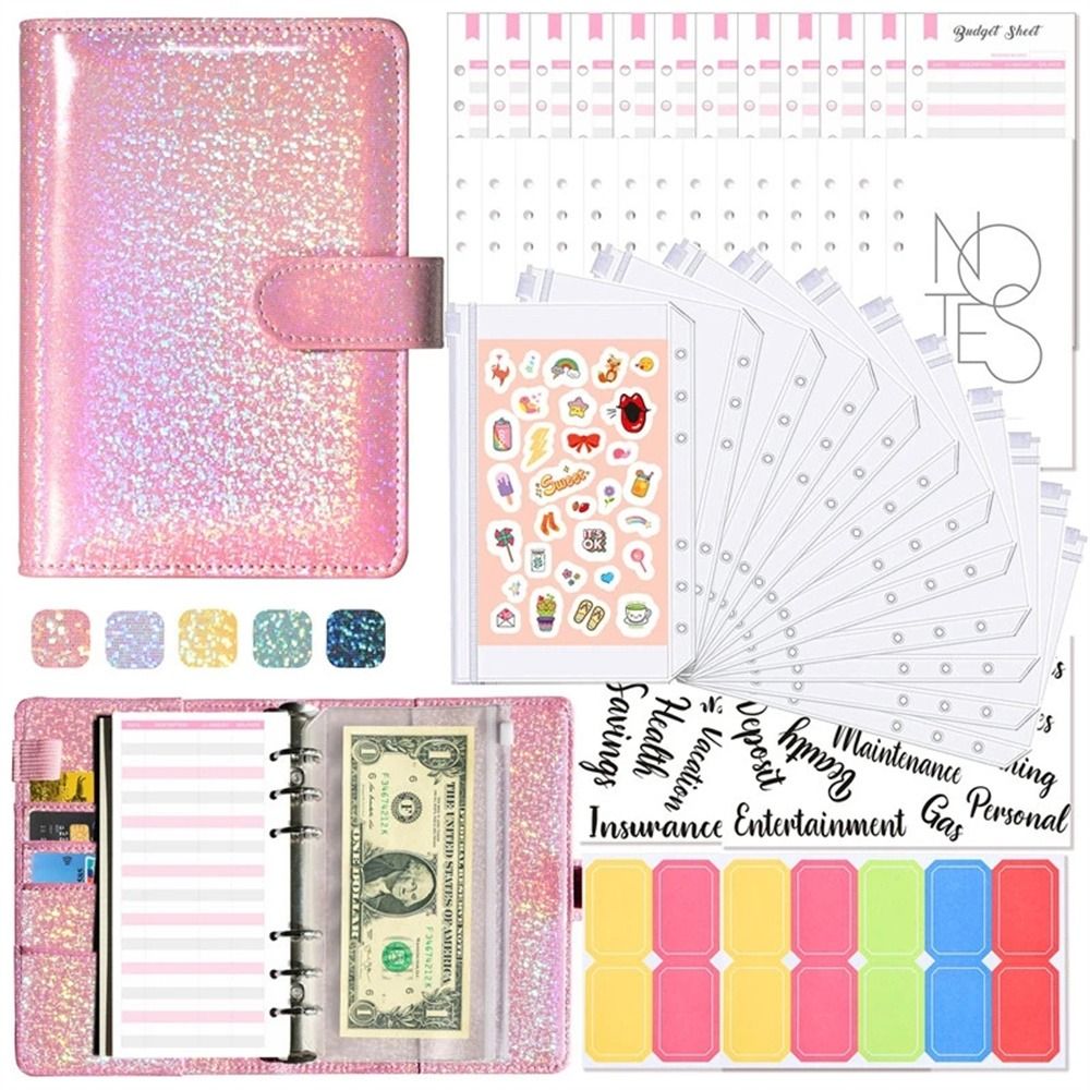 Bunsb hóa đơn tổ chức văn phòng 6 lỗ tiền mặt phong bì tiền tiết kiệm chất kết dính Túi vở bìa cứng Chất kết dính Ngân Sách ngân sách kế hoạch máy tính xách tay tiền mặt cuốn sách