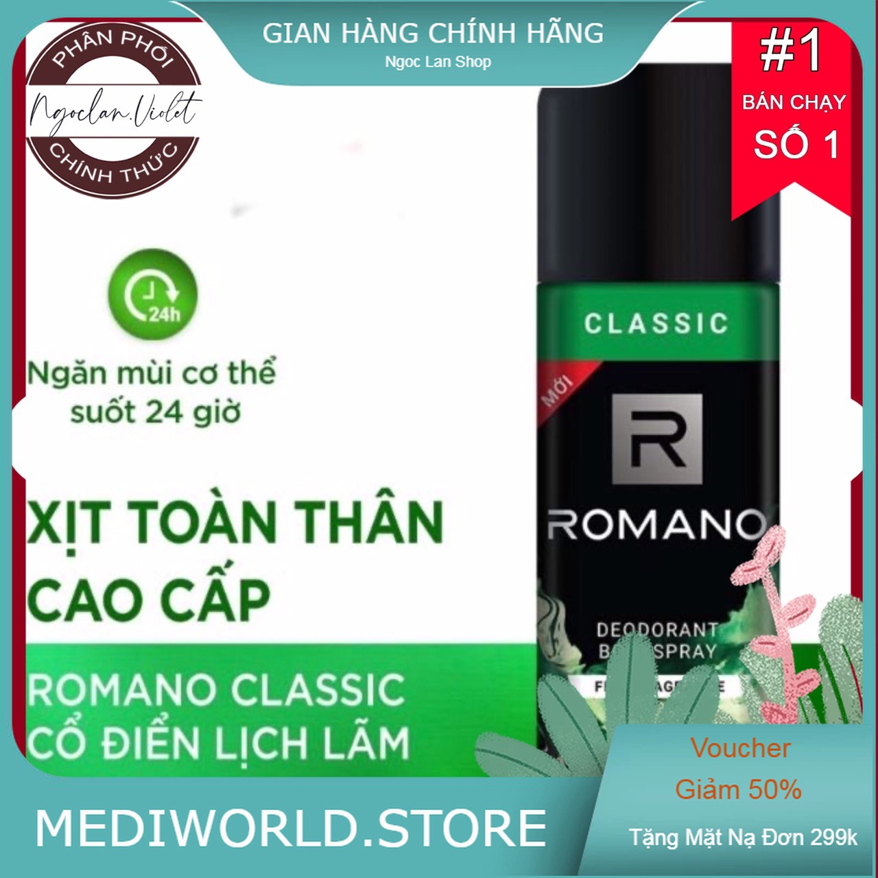 Xịt khử mùi Romano - Xịt khử mùi toàn thân cho Nam Romano Classic 150ml