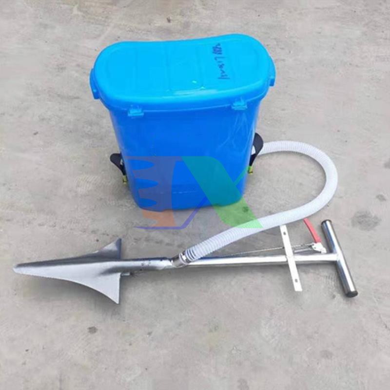 Xẻng bón phân dạng thùng chứa TMP-03, Dụng cụ bón phân Inox đeo lưng, Máy bón phân