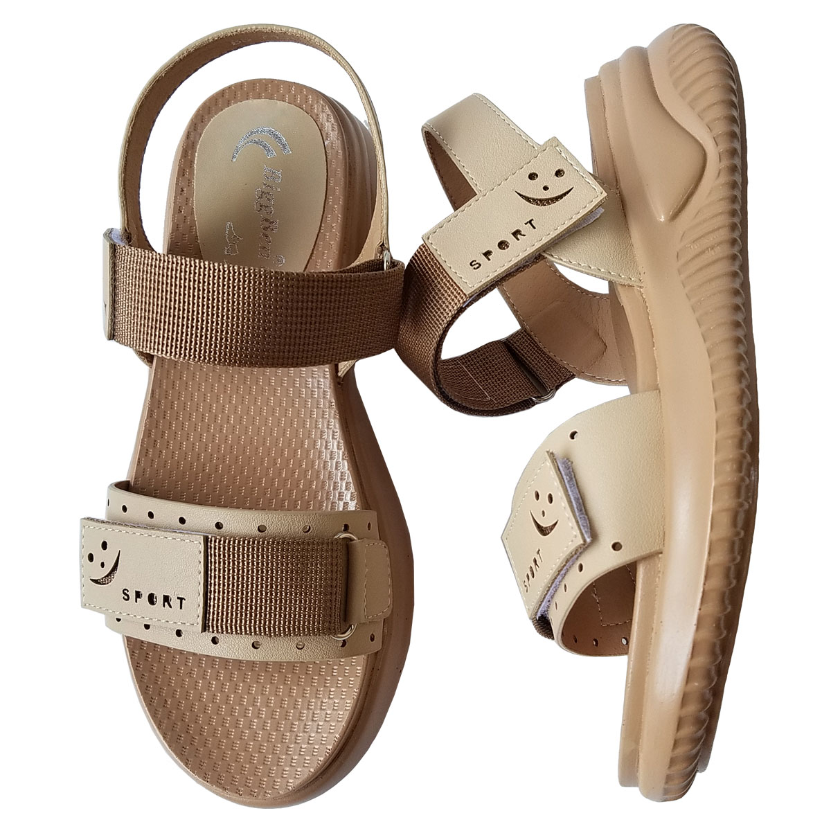 Giày sandal nữ da bò thật BIGBEN cao 4,5cm SDN85