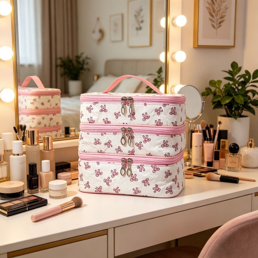 Portable%20Cute%20Three%20Layer%20Wash%20Bag%20Large%20Capacity%20Soft%20Wear-resistant%20Women%20Toiletries%20Bag%20Bow%20Print%20Three-Layer%20Cosmetic%20Organizer%20Bag%20Skincare%20Storage%20-%20Image%203