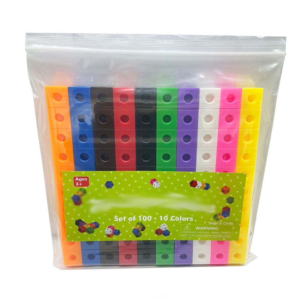 100Pcs Mathematics Linking Cubes 3D Puzzle Numberblocks Interlocking Multilink Counting Blocks Stacking Game Educational Toy