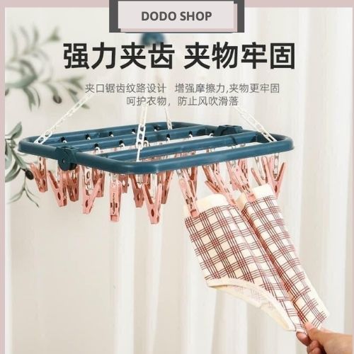 Móc phơi quần áo, tất 32 kẹp gấp gọn
