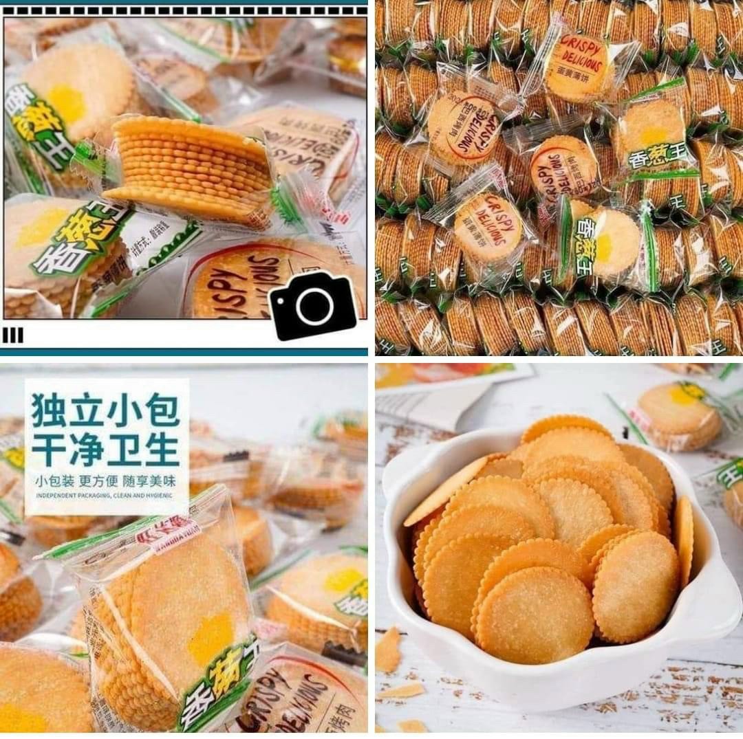 Combo 1000g Bánh quy đồng tiền/Bánh quy vị hành - thịt nướng - trứng muối món ăn vặt dinh dưỡng