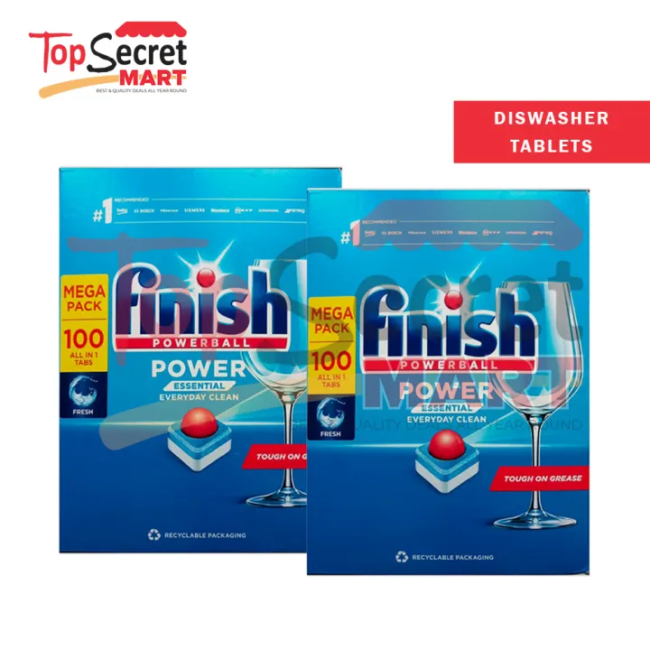 Finish PowerBall Power Essentials Regular 100 Tabs Dishwasher Tablets (Single/Bundle Deals)