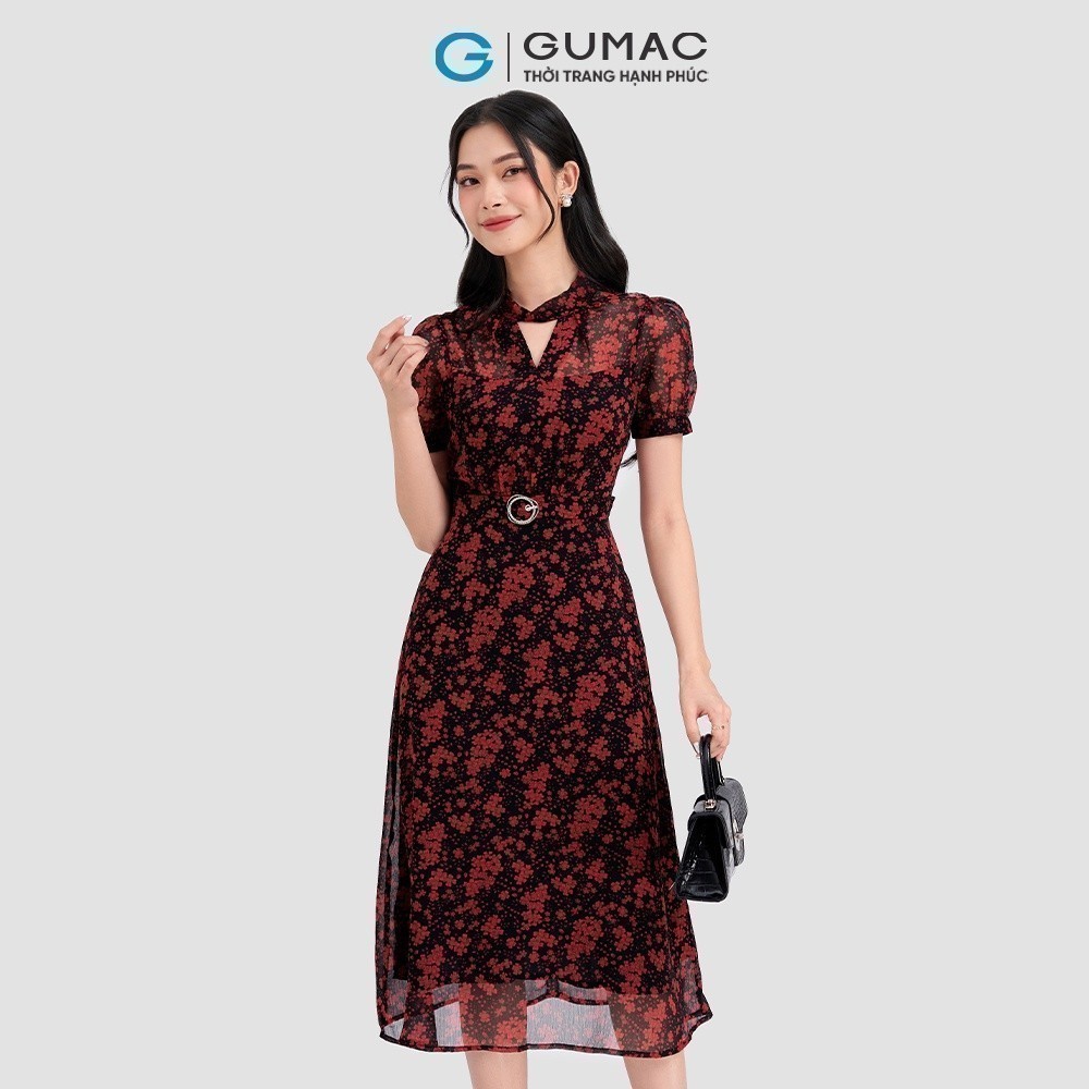 Đầm nữ A cổ xoắn GUMAC DD03065