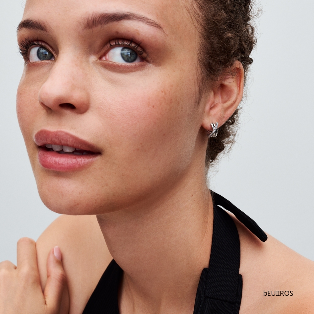2024 Pandora Crossover Pavé Hoop Earrings