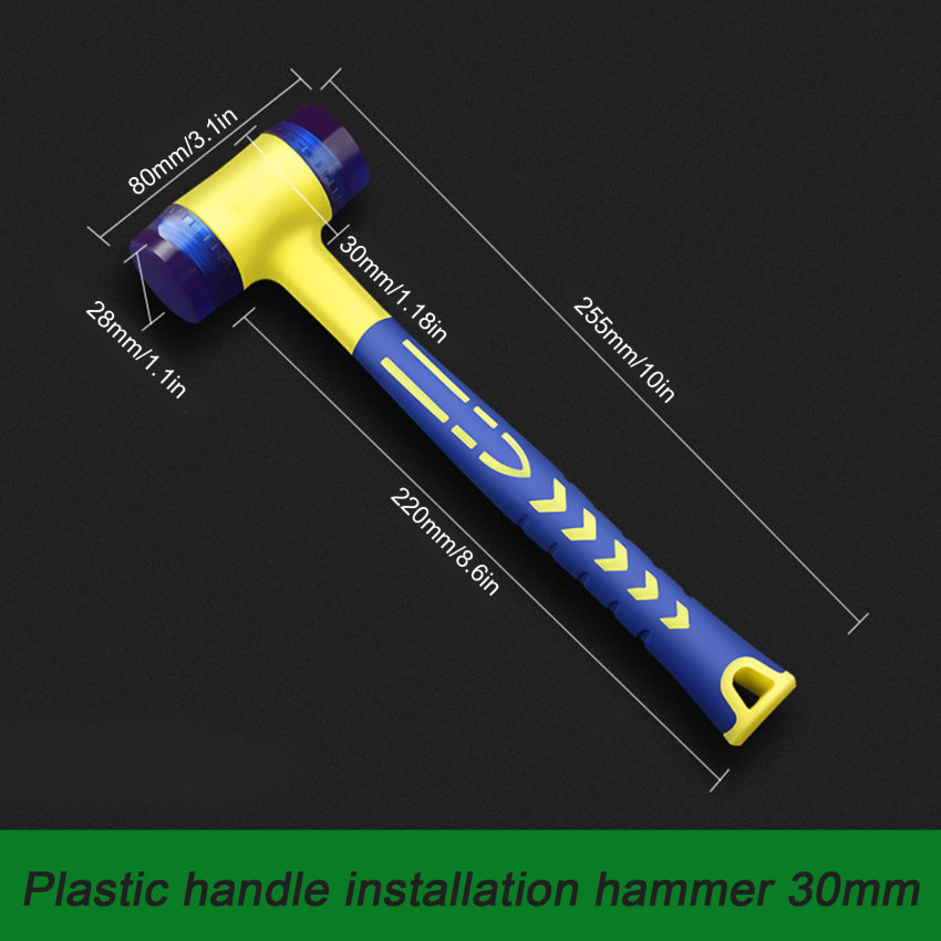 1 Double Headed Installation Hammer, 25mm 30mm Rubber Hammer With Rubber Handle, Detachable Insulated Installation Hammer