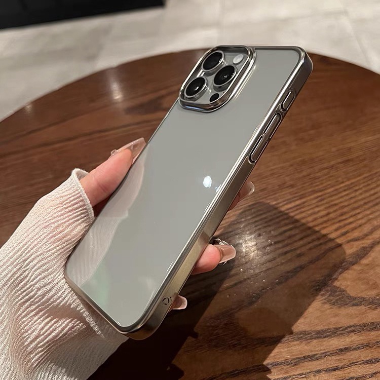 【Matte electroplating/transparent hard case/Titan grey】compatible for iPhone 12 13 14 15 pro max case