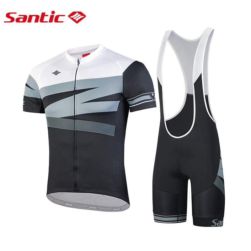 Santic Men Cycling Suit Cyling Jersey Bike Bib Shorts 5 Hours Rading 4D Padding Powerband Pockets MTB Cycling Sets Men K20MT146