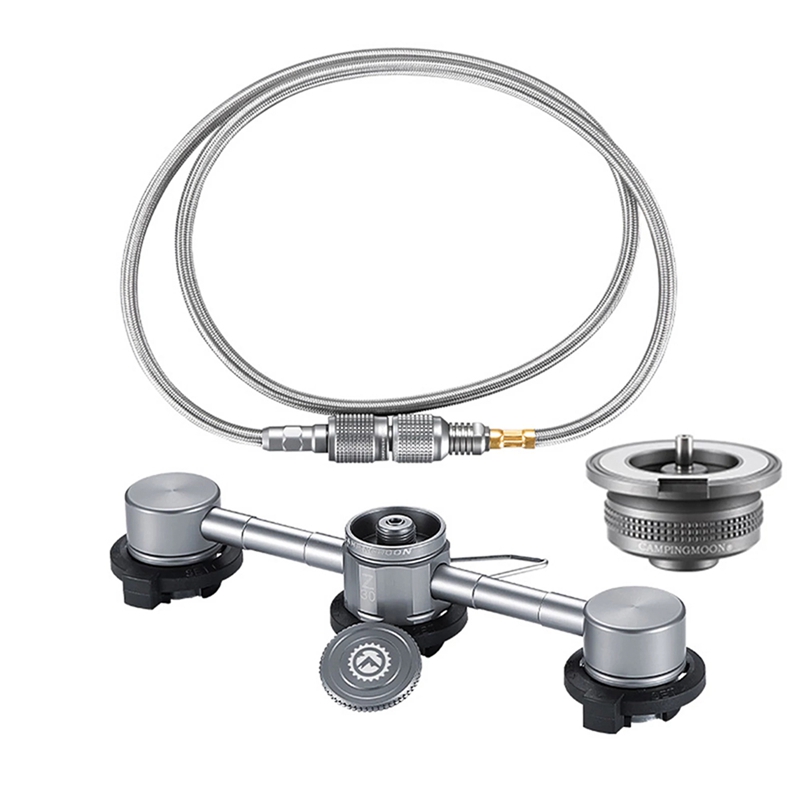 CAMPINGMOON 3in 1 Butane Adapter Extension Hose Split Furnace Camping