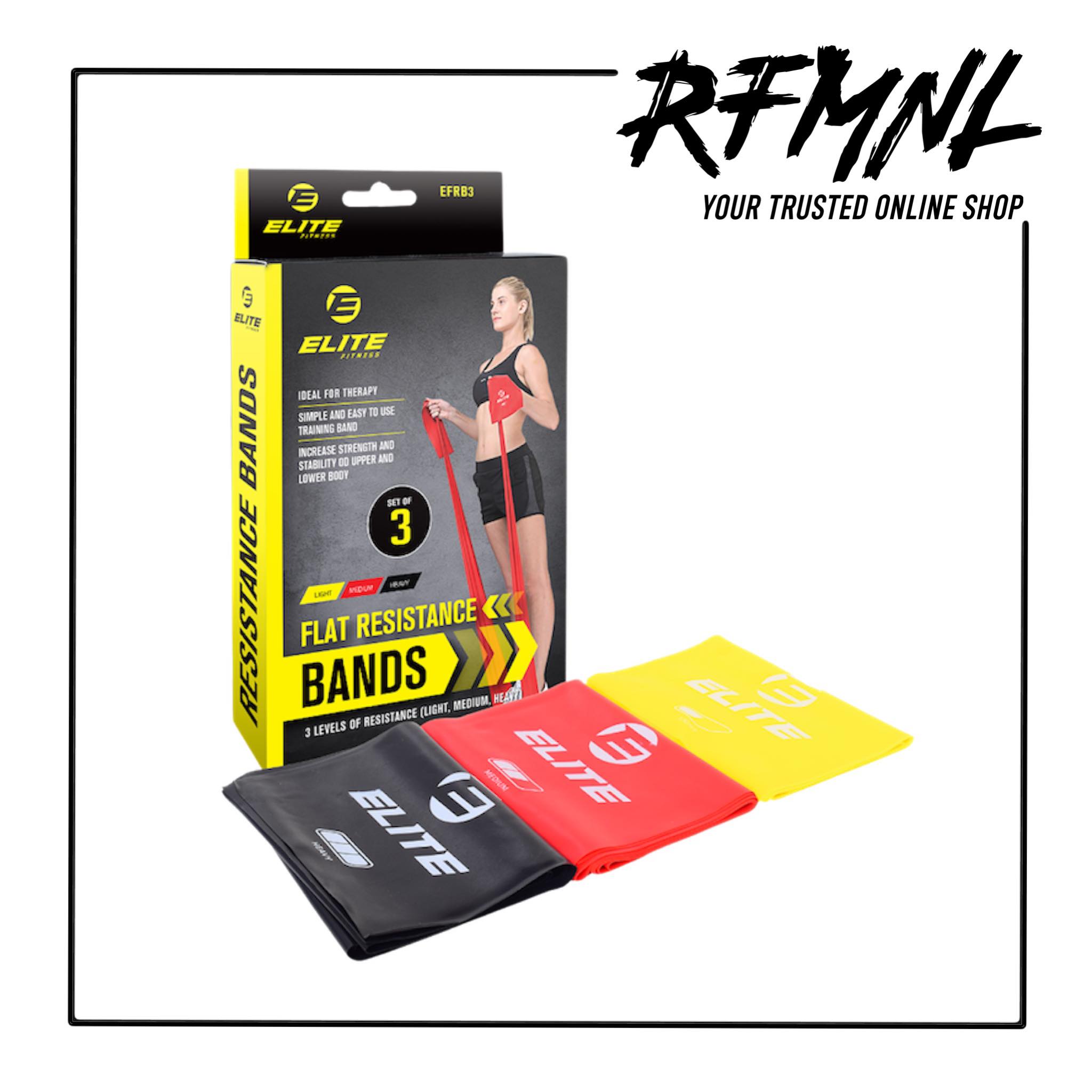 Elite Fitness Flat Resistance Bands Set of 3 (Light, Medium, Heavy