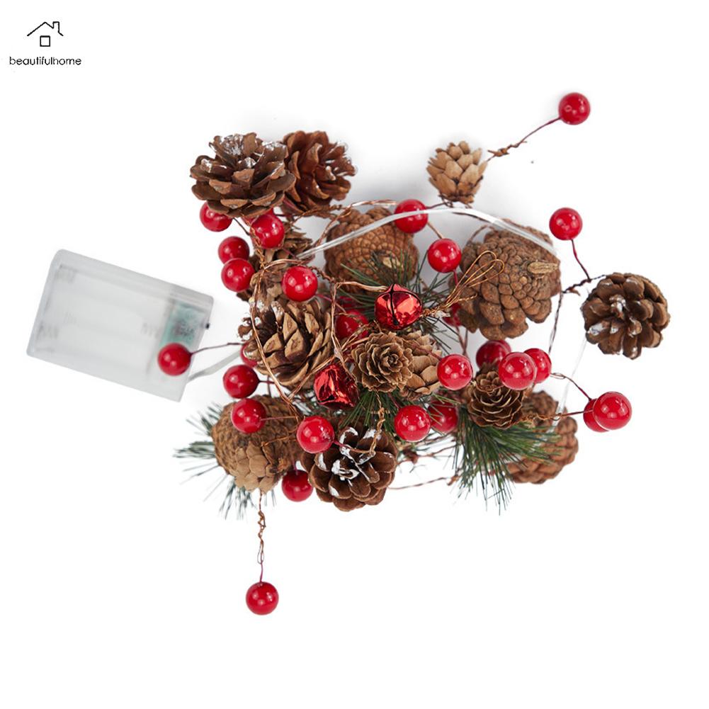 Christmas String Lights 2M Christmas Pine Cone LED String Light Decor Battery Operated Warm White Lights Xmas Home Decor