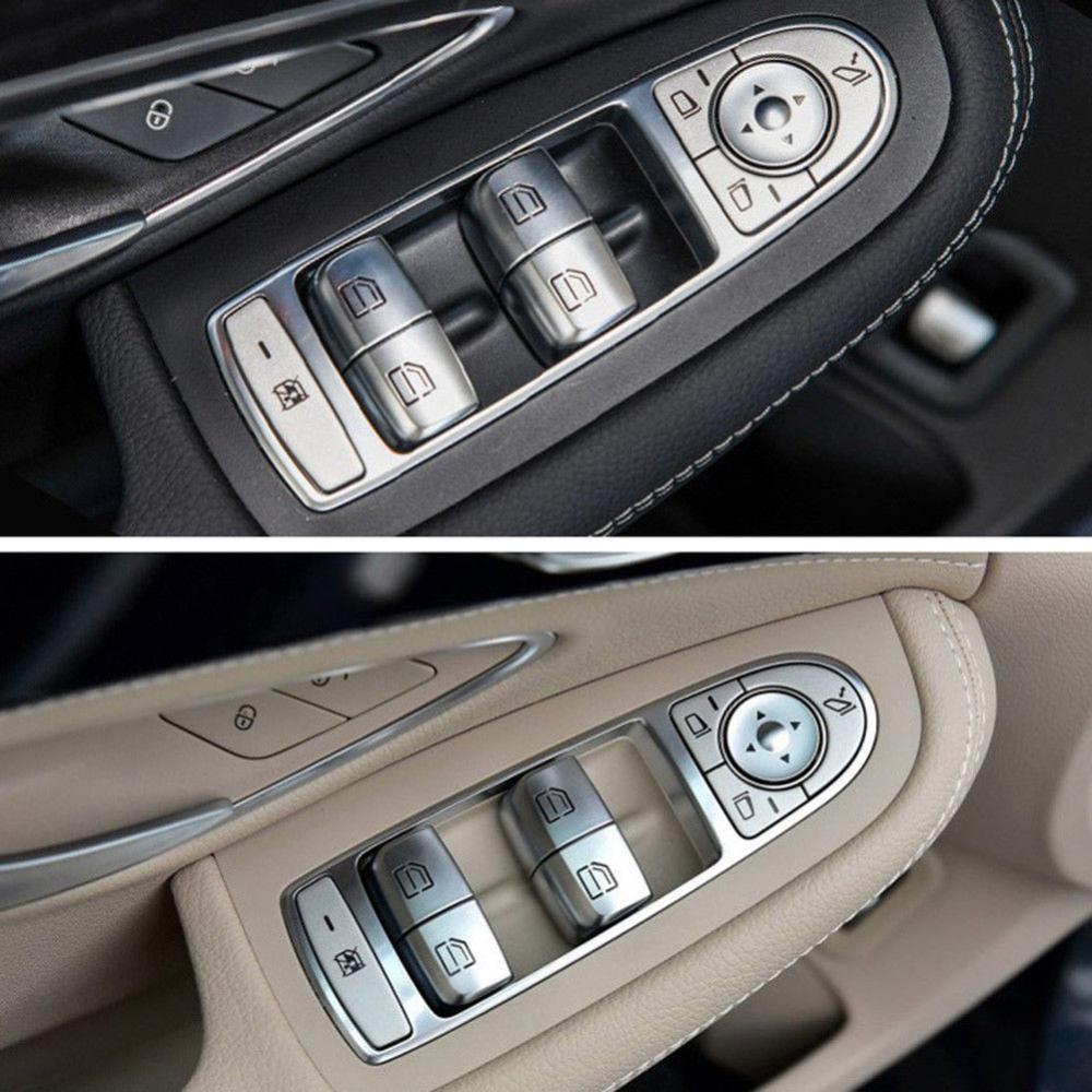 Master Window Switch Repair Button Cover Replacement Parts Window Lifter Switch Button Cover Auto Accessories for Benz C Class W205 GLC 2015