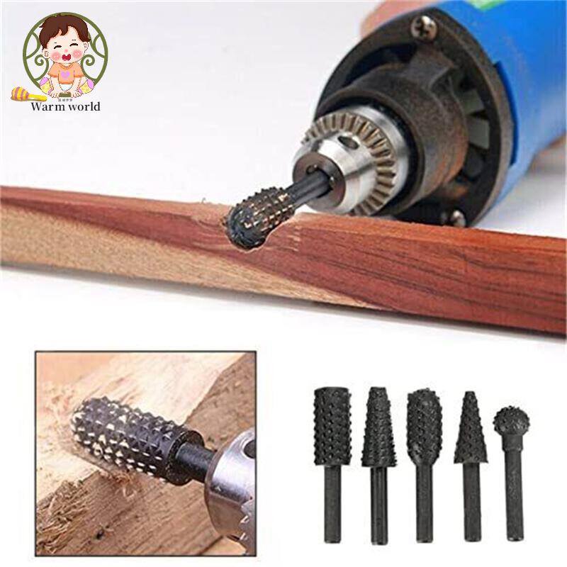 【Ready Stock】10pcs File Drill Bits Set With Spherical, Cylindrical Pointed Drill, Grinder Drill Rasp For Woodworking Carving Tool 1/4" Round Shank Rotary Burr Set