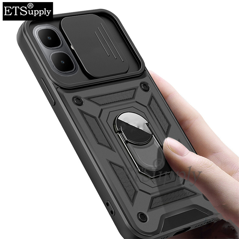 Phone case Tecno Spark Go2 POP 10 Armor Ring Case Cover Adsorb Car Holder Shockproof Camera Protection Cover Back Cover Tecno POP10 Spark Go2 Case