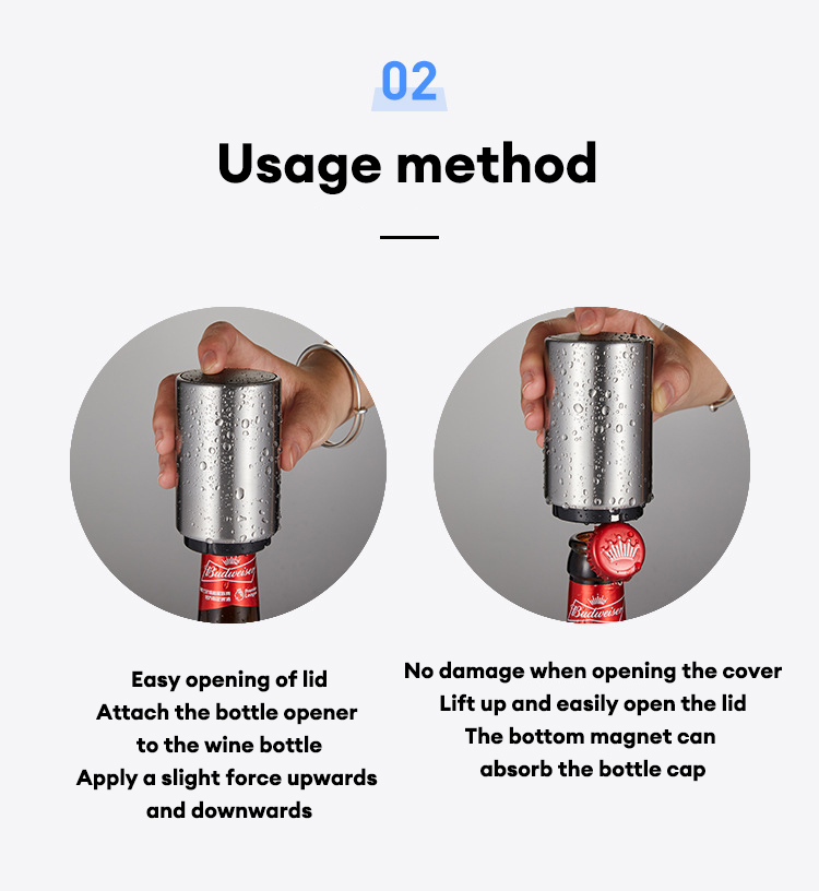 Stainless steel beer bottle opener push-type home creative automatic bottle opener bottle opener bottle opener.