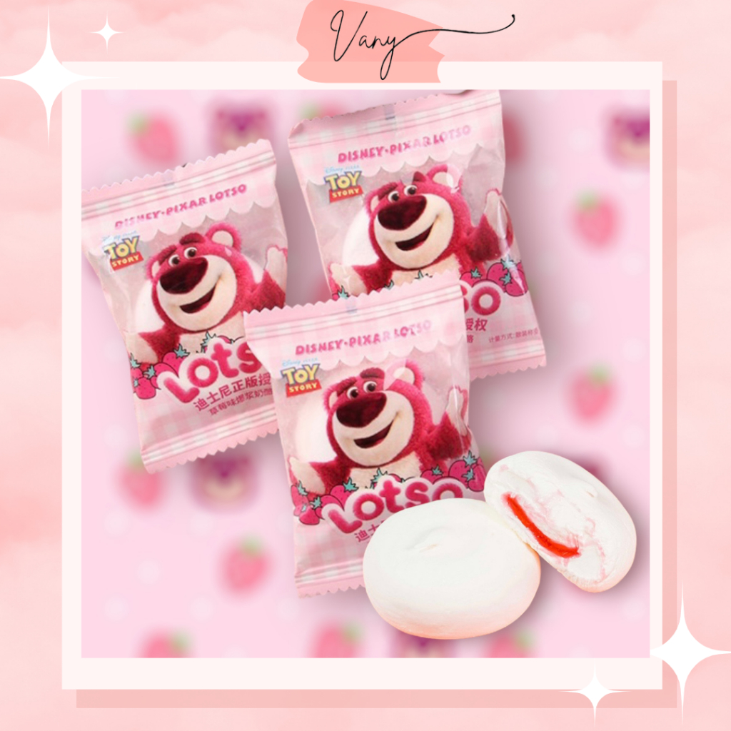 [10 cái] Kẹo Dẻo Marshmallow Nhân Mứt Dâu Gấu Dâu Lotso