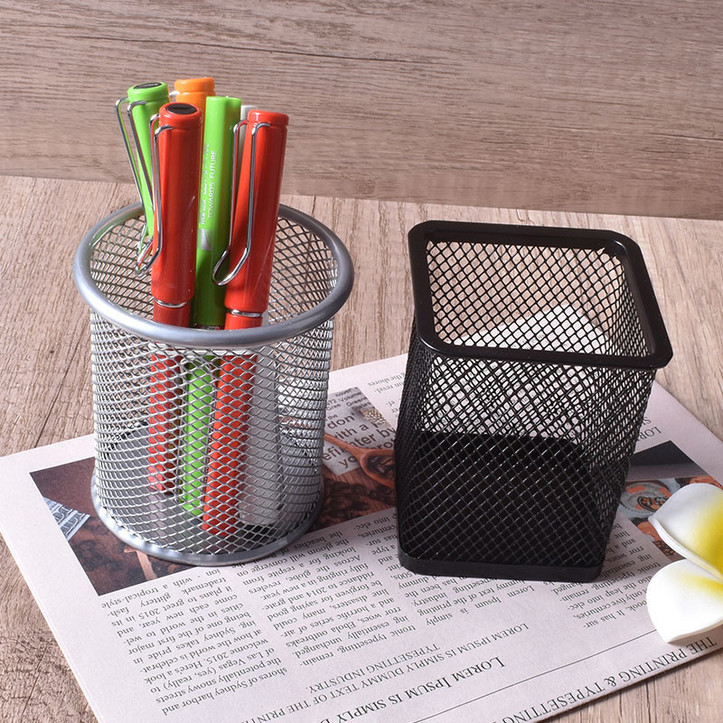 Ballpen Pen Pencil Holder Container Office Desk Organizer Metal Stand Mesh  Style