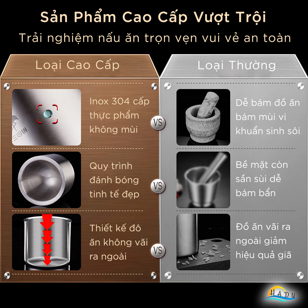 Chày Cối Inox 304 Mini Cao Cấp SSGP