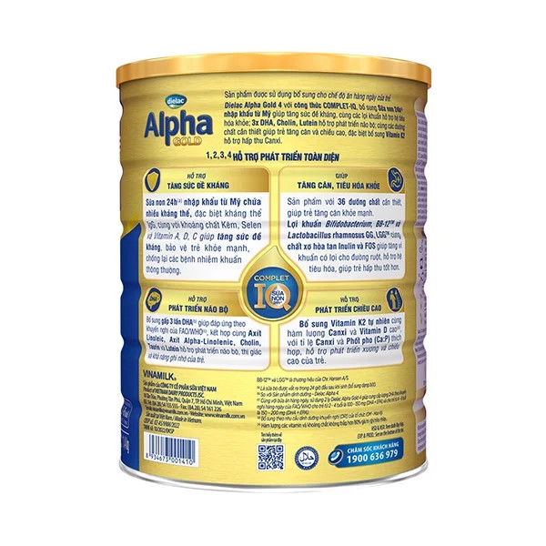 Sữa bột Dielac Alpha Gold 4 - lon 1.4kg (cho trẻ từ 2- 6 tuổi) Sữa non