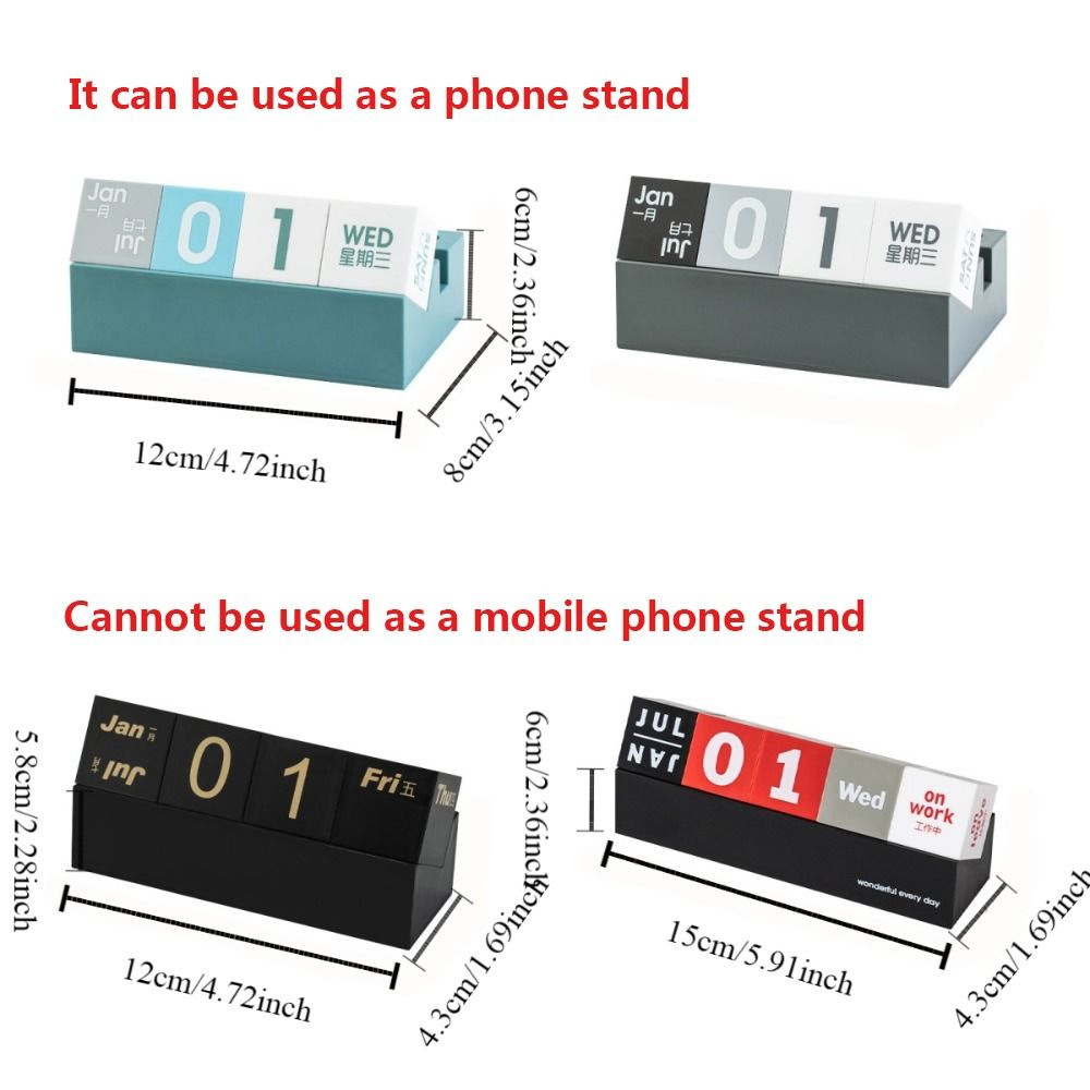 Practical Creative Cube Shape Perpetual Calendar Date Display Ornaments Multi-function Desk Calendars Mini DIY Phone Holder Daily Use