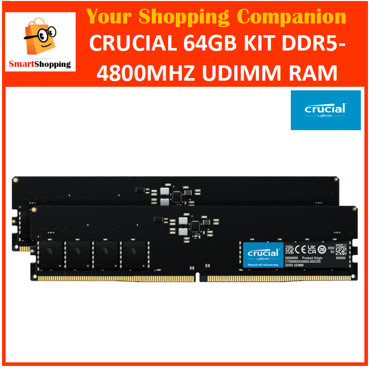Crucial 64GB Kit (2 x 32GB) DDR5 4800mhz 4800 mhz DIMM RAM for