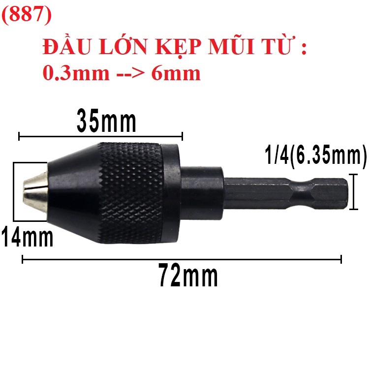 [1 PCs] mini drill bit Chuck connector-0.5mm-3mm shank-3mm large nozzle-6mm-105.887