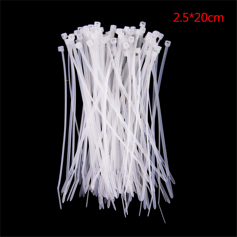 Maoyuanxing Chandrae 100pcs Fasten White Black Cable Wire Zip Ties Self Locking Nylon Cable Tie