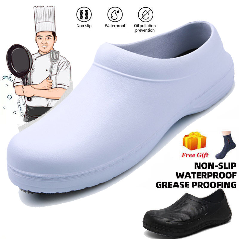 Ready Stock Safety Kitchen Slip-on Clogs Professional Slip
