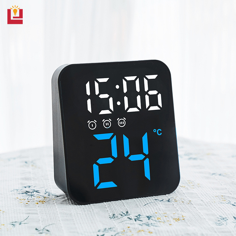 YONUO Electronic clock Creative temperature clock simple LED three sets of alarm clock porch wall clock multi-scene practical clock