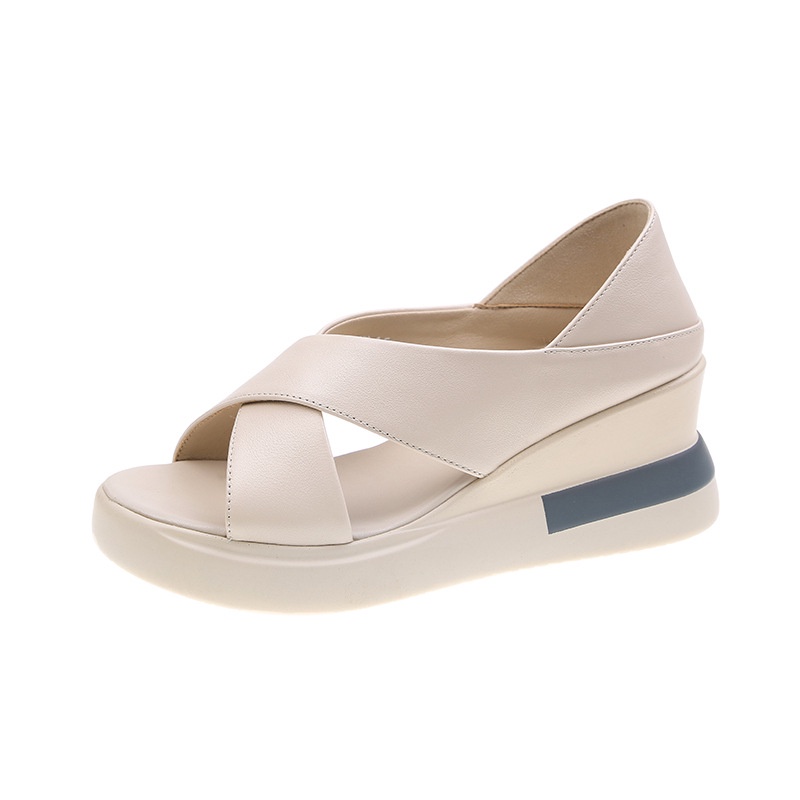 Sandal da pu đế xuồng dày 7cm phong cách hàn quốc thời trang mùa xuân 2023 cho nữ size 35 36 37 38 39 40
