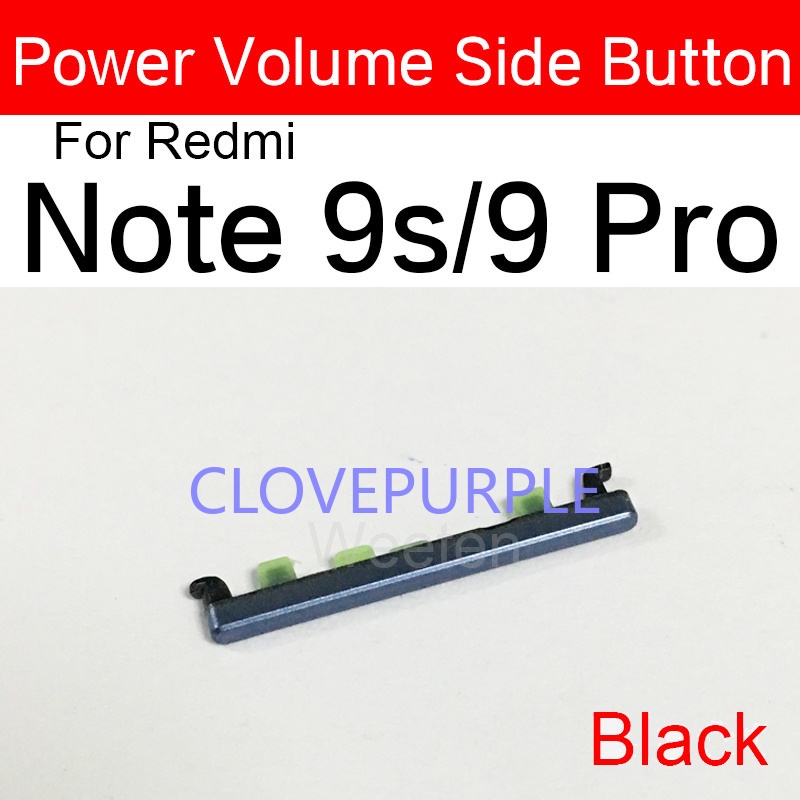 Power Volume Side Button For Xiaomi Redmi Red Rice Note 9S 9s 9 Pro Volume Power On Off Side keypads Replacement Parts. 