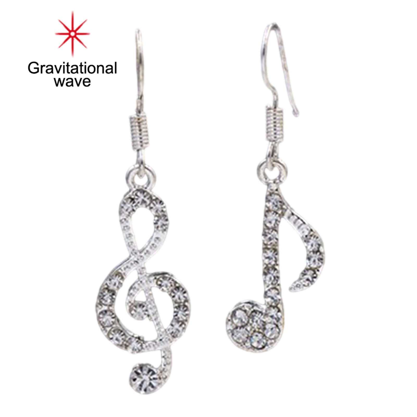 Gravitational wave 1 Pair Dangle Earrings Musical Note Design Sparkling Rhinestone Drop Earrings Decoration Wedding Jewelry for Women